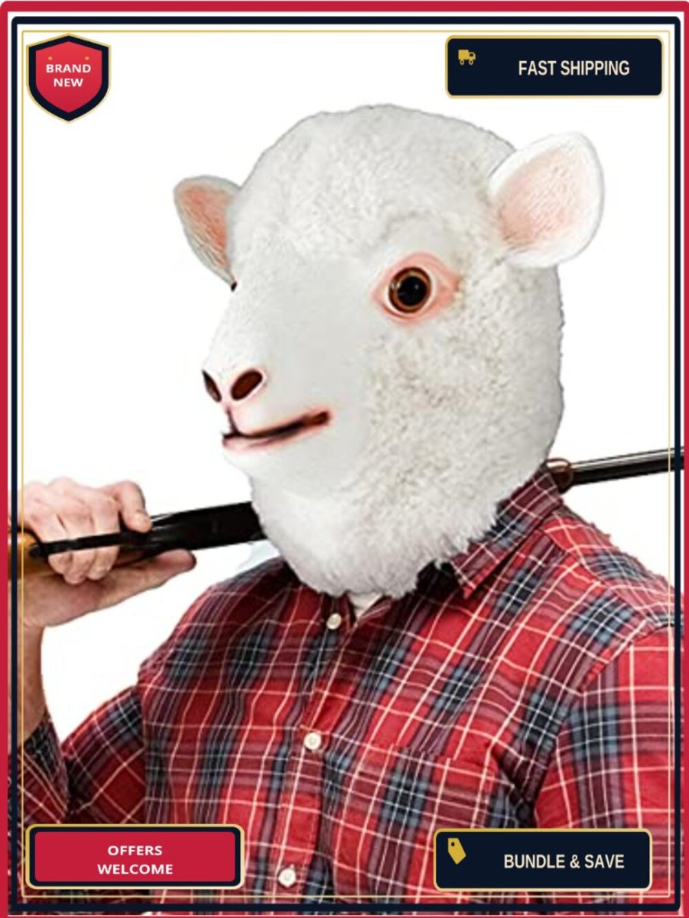 Full Head Sheep Mask Natural Latex Animal Costume for Halloween